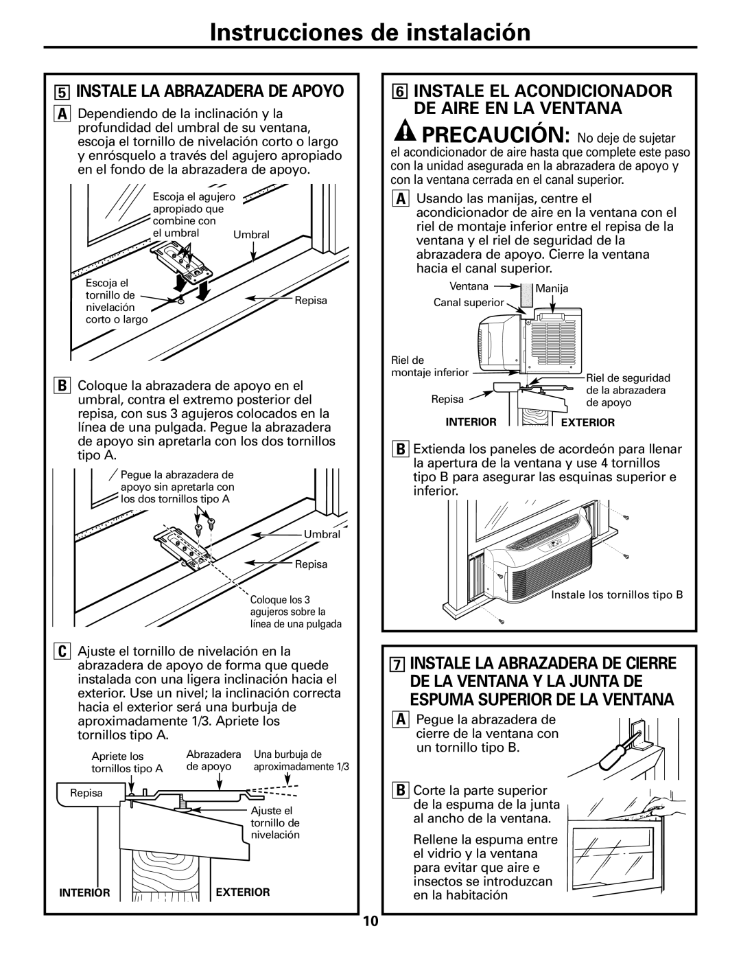 GE AGP07 operating instructions Instale EL Acondicionador DE Aire EN LA Ventana 