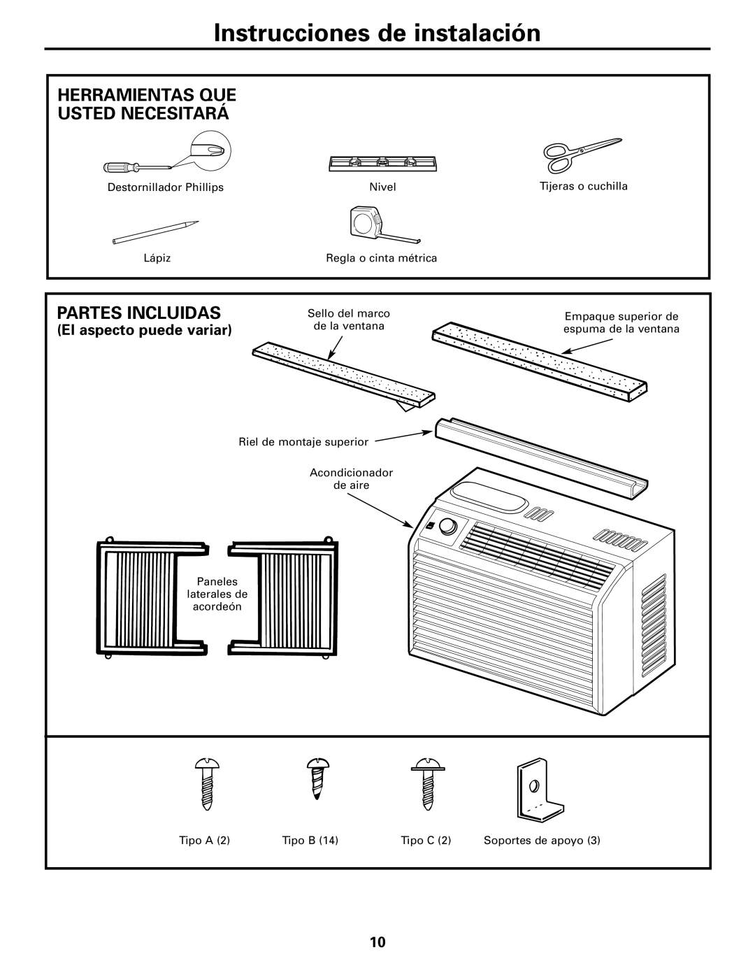 GE AGQ05, AGV05, AGS05, AGN05 owner manual Herramientas QUE Usted Necesitará, Partes Incluidas 