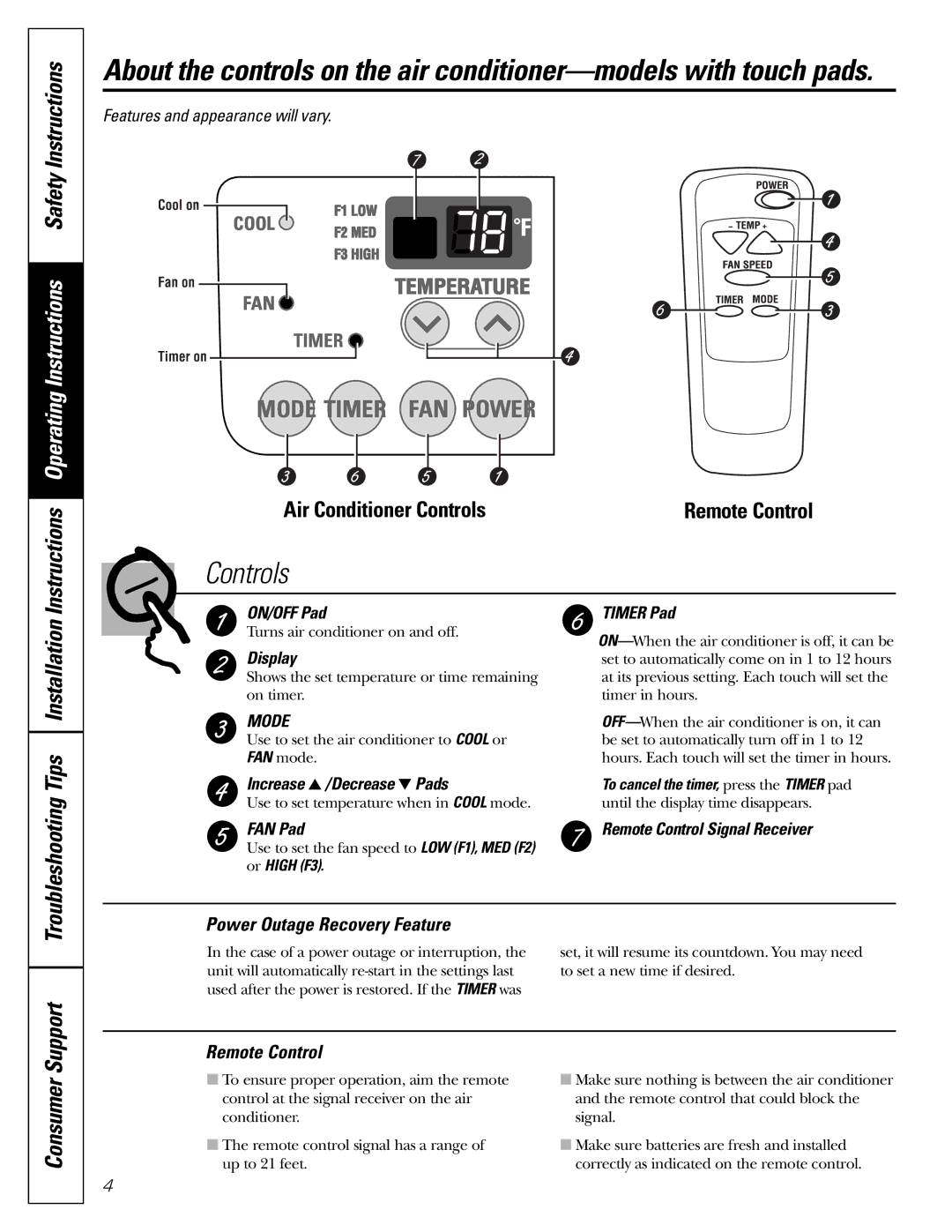 GE AGQ05, AGV05, AGS05 Instructions Operating Instructions Safety Instructions, Tips Installation, Consumer, Remote Control 