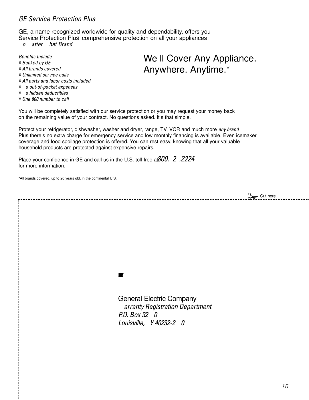 GE AGQ06, AGV06, AGL06 installation instructions We’ll Cover Any Appliance. Anywhere. Anytime 