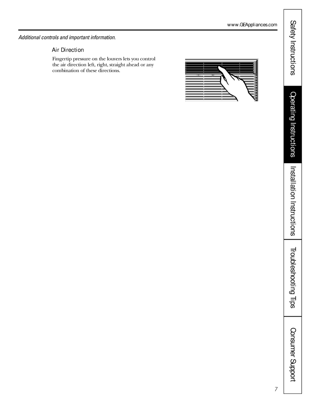 GE AGV06, AGQ06, AGL06 installation instructions Air Direction 