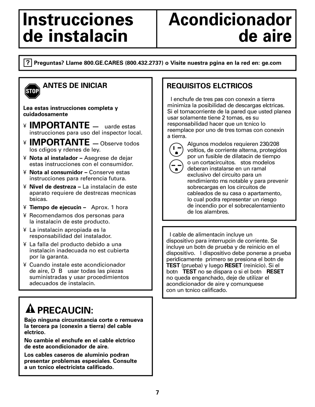 GE AGQ12DK installation instructions Antes DE Iniciar, Requisitos Eléctricos 