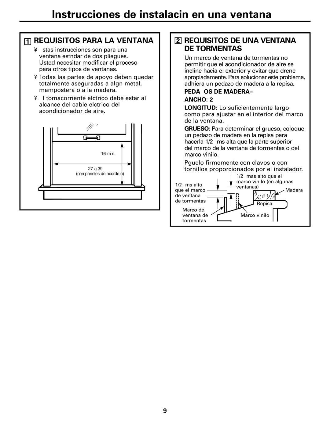 GE AGQ12DK installation instructions Requisitos Para LA Ventana, Requisitos DE UNA Ventana DE Tormentas 