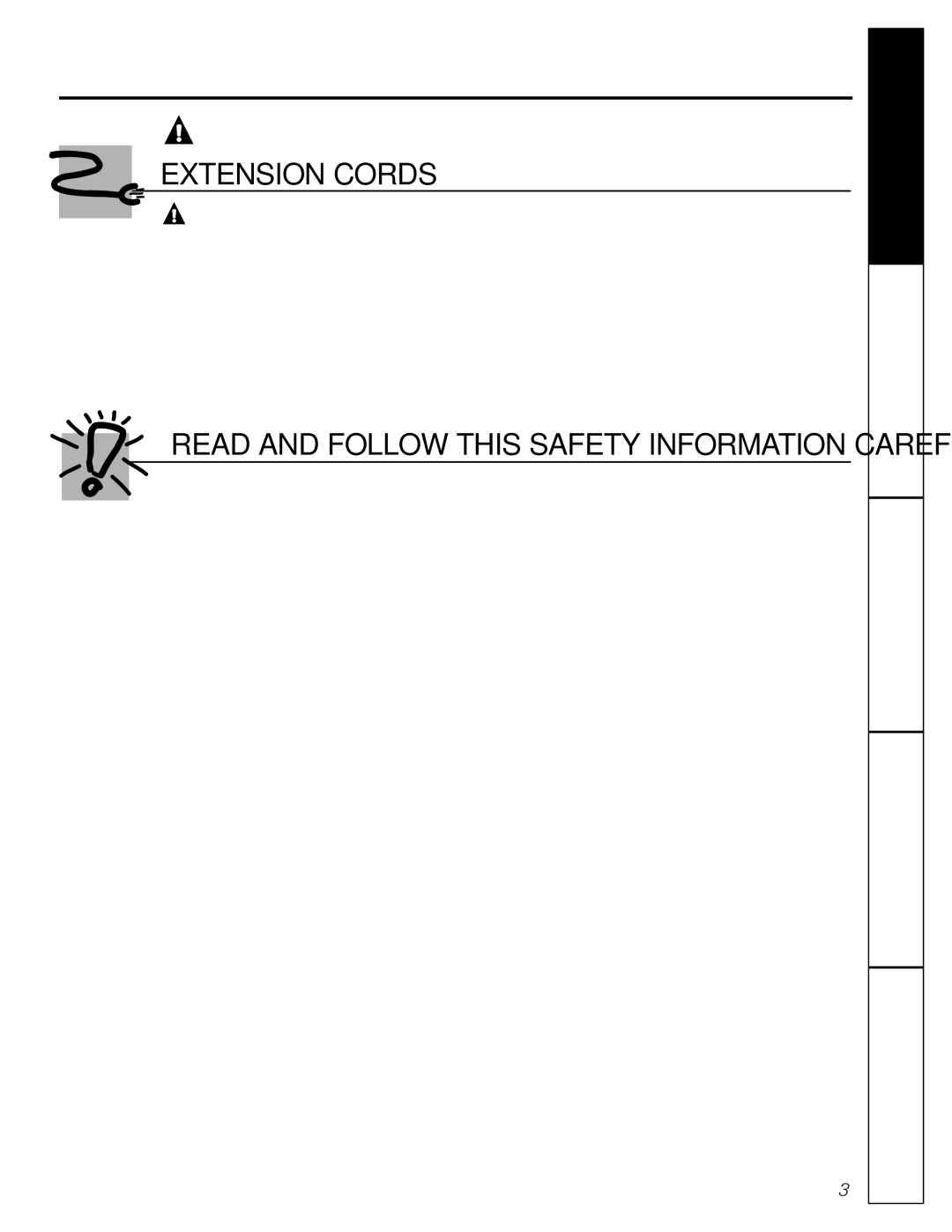 GE AGQ12DK installation instructions Extension Cords, Ge.com 