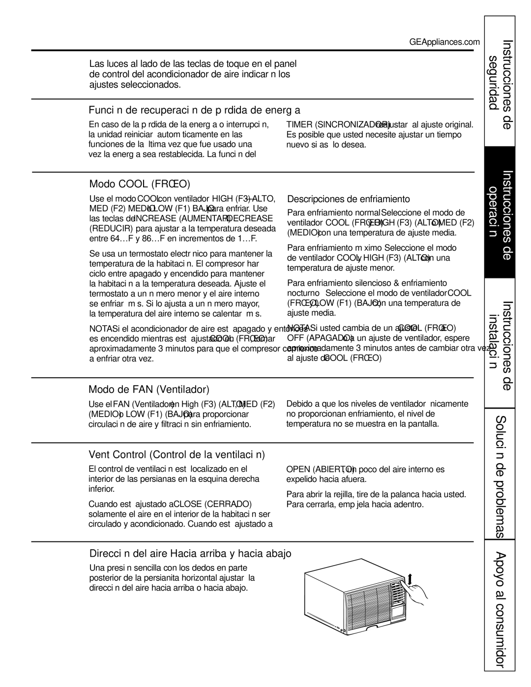 GE AGQ24, AGV24, AGW24, AGL18, AGL24 installation instructions De problemas, Seguridad 