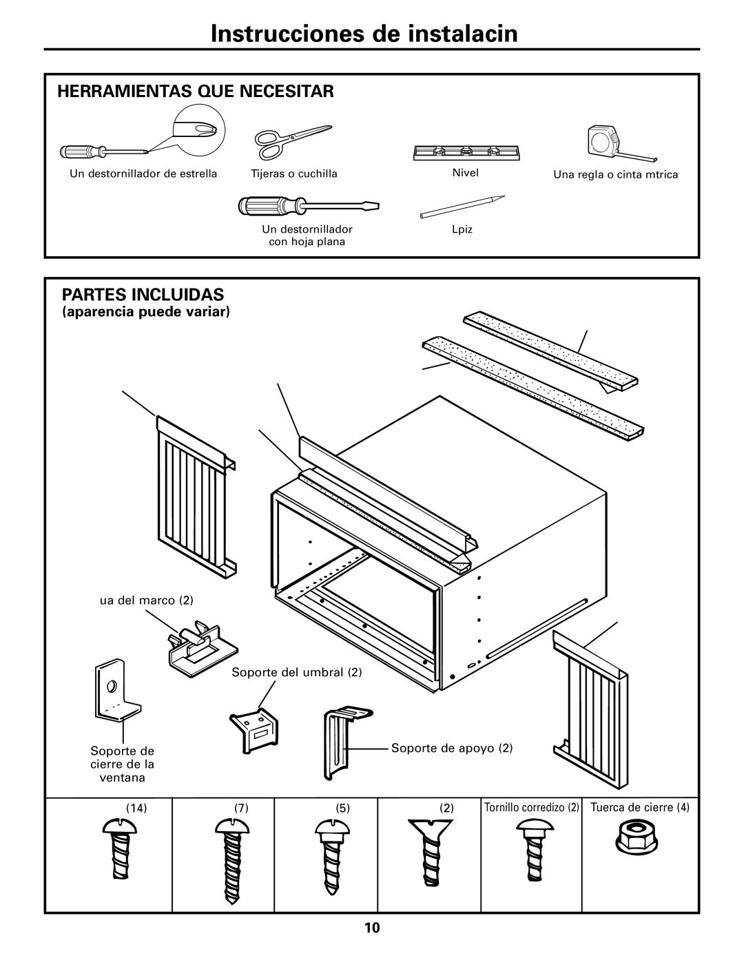 GE AGQ24, AGV24, AGW24, AGL18, AGL24 installation instructions Herramientas QUE Necesitará, Partes Incluidas 