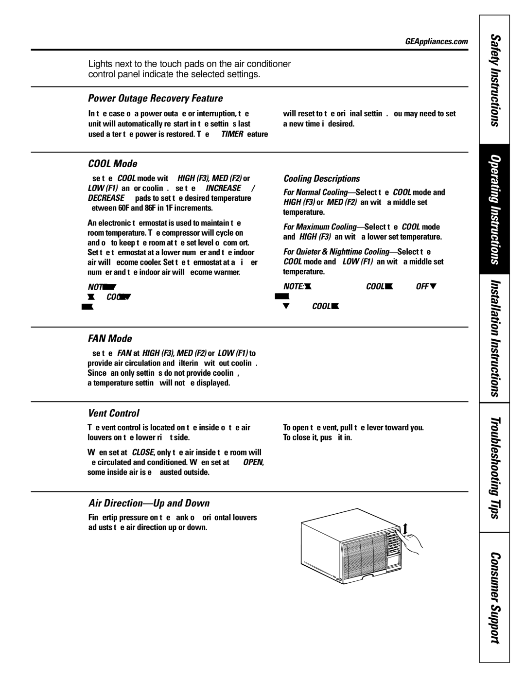 GE AGQ24, AGV24, AGW24, AGL18, AGL24 Safety Instructions, Instructions Troubleshooting Tips Consumer Support 