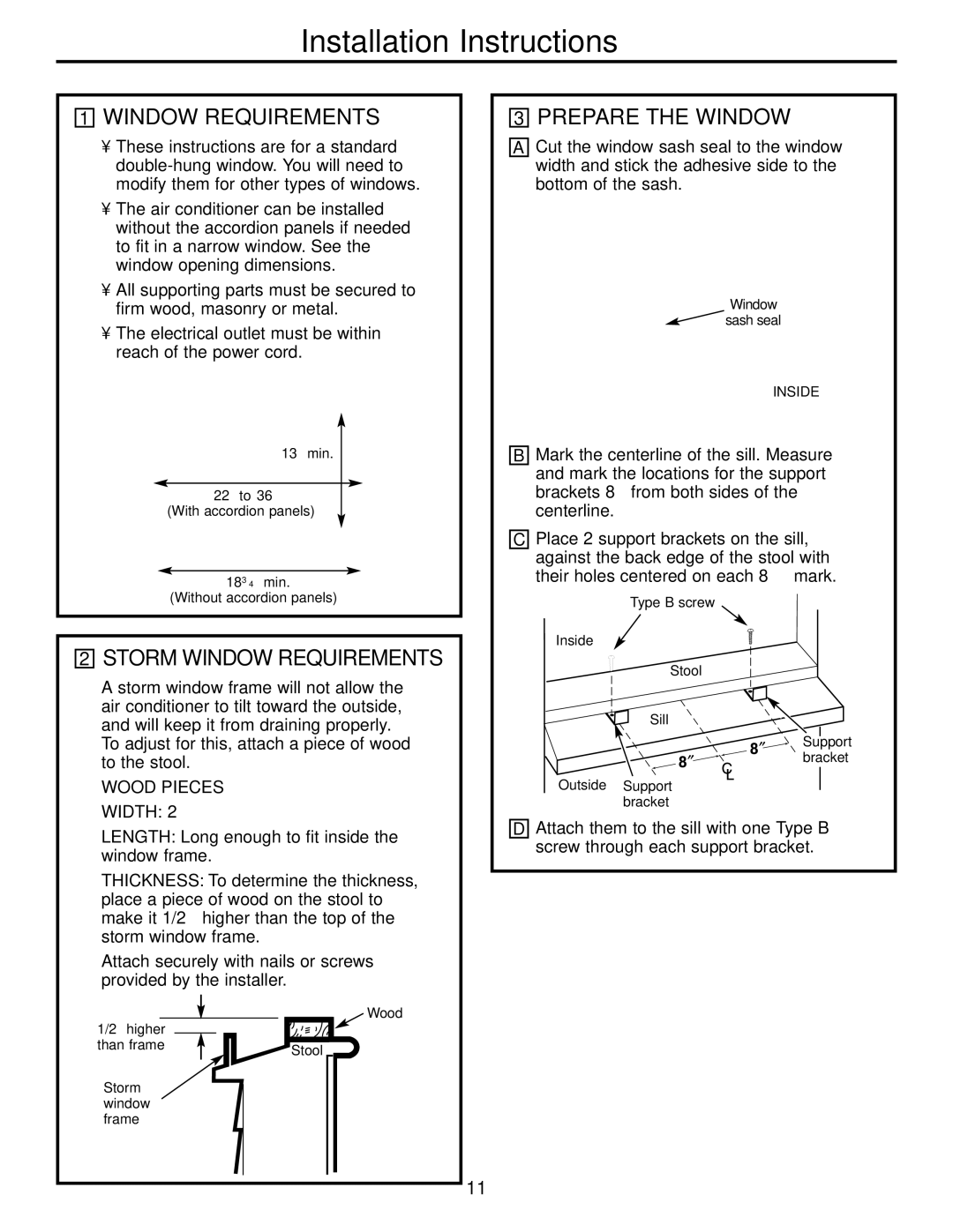 GE AGH06, AGW06 operating instructions Storm Window Requirements, Prepare the Window 