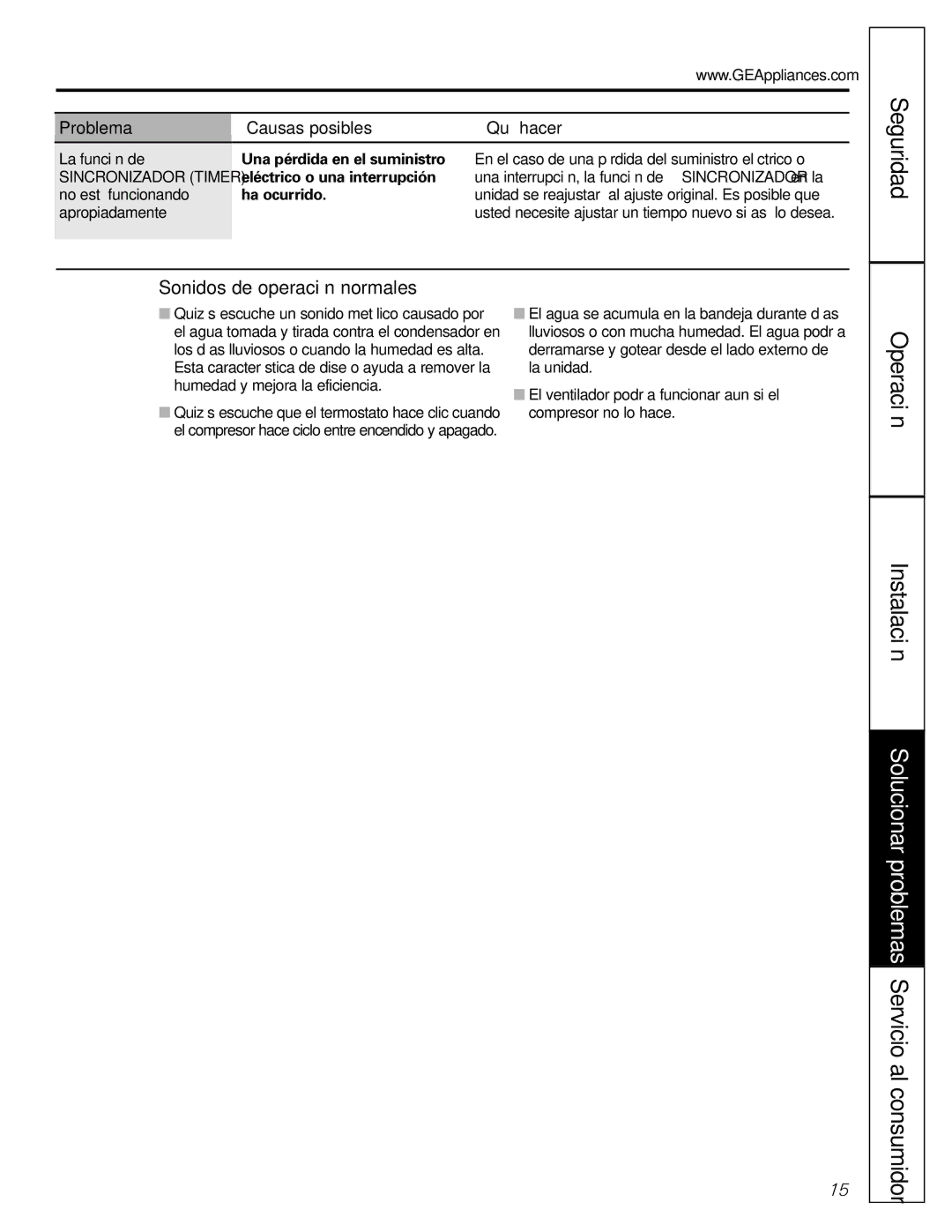 GE AGH06, AGW06 operating instructions Sonidos de operación normales, La función de 