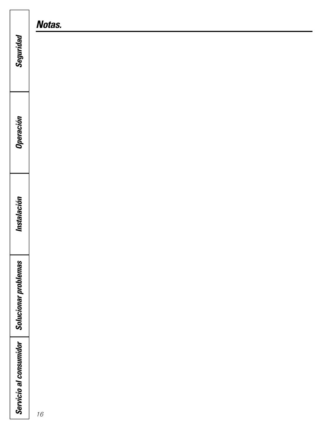 GE AGW06, AGH06 operating instructions Notas 