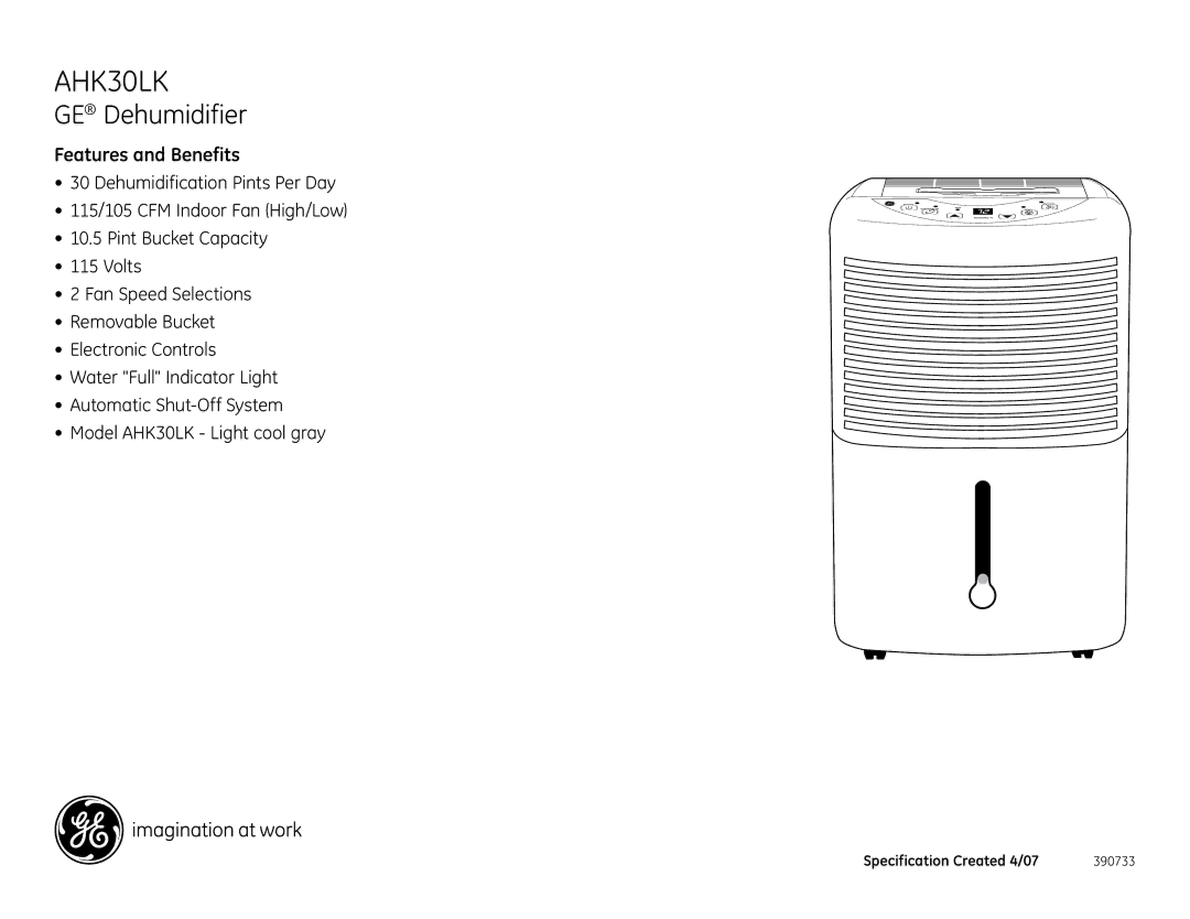 GE AHK30LK dimensions Features and Benefits 