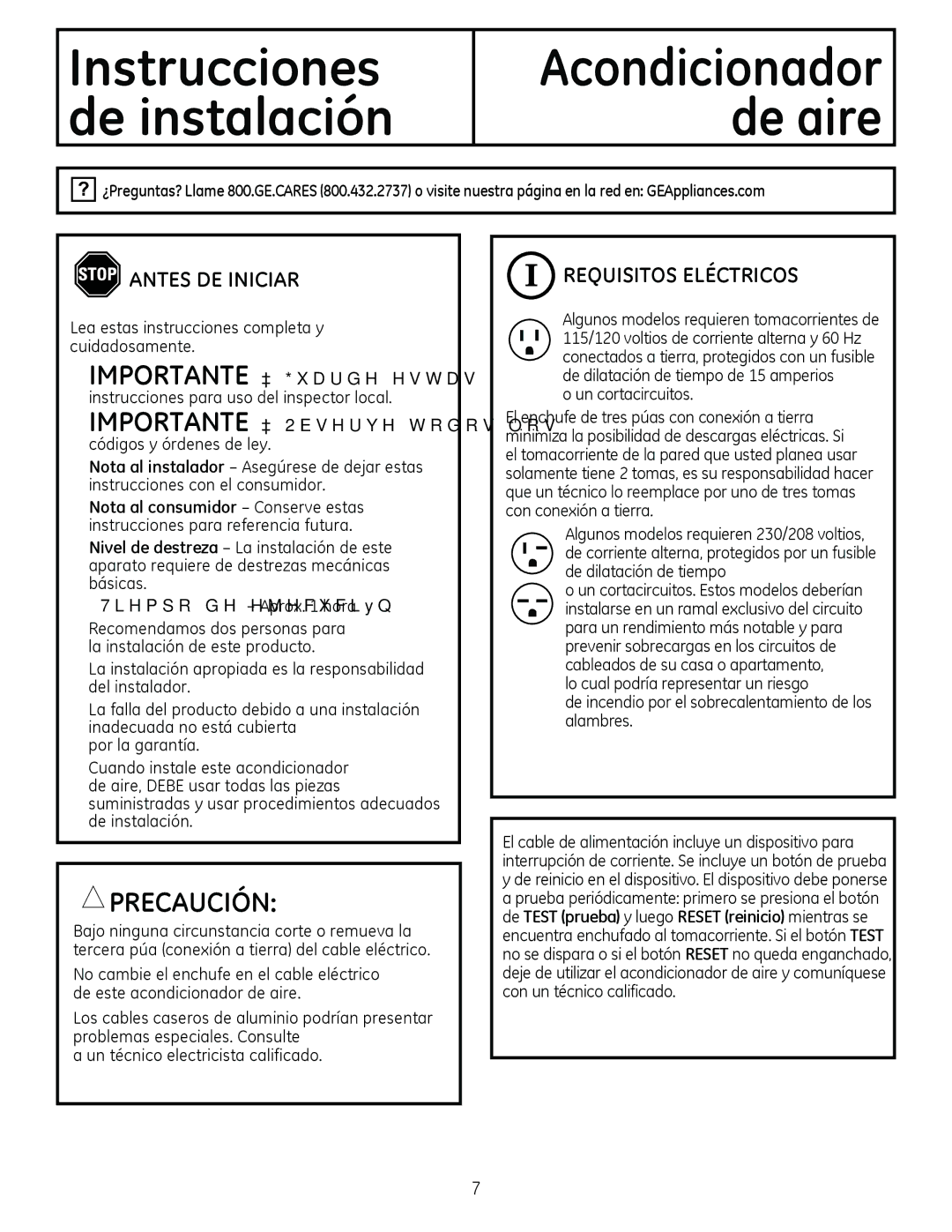 GE AHM18 operating instructions Antes DE Iniciar, Requisitos Eléctricos, Lea estas instrucciones completa y cuidadosamente 