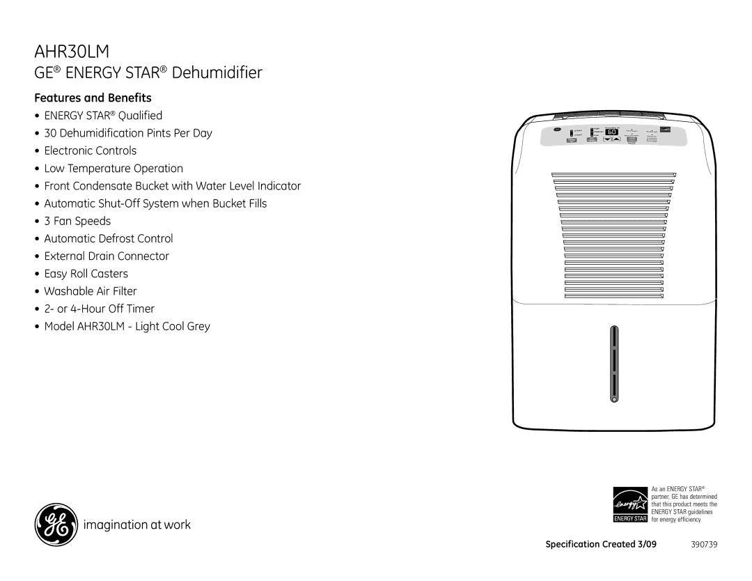 GE AHR30LM dimensions Features and Benefits 