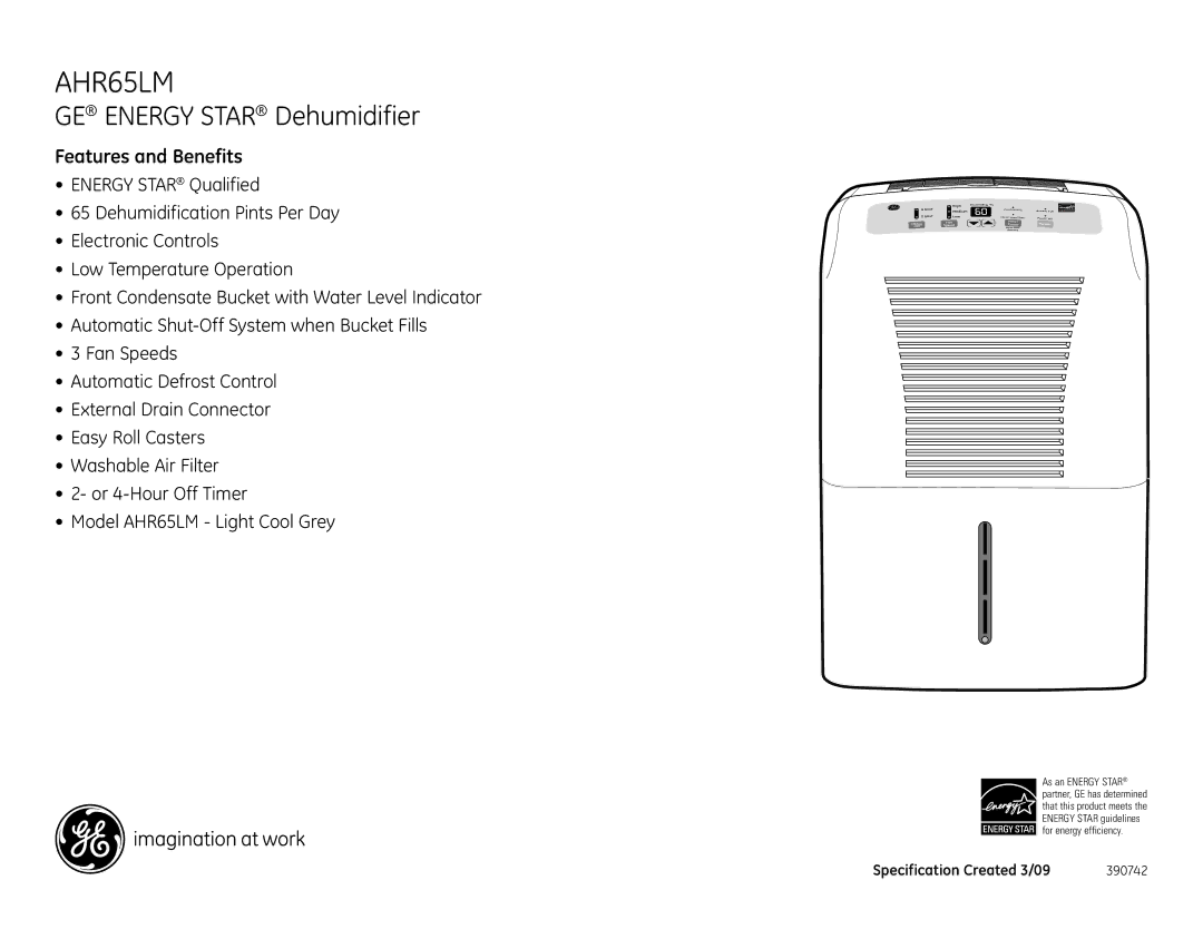 GE AHR65LM dimensions Features and Benefits 