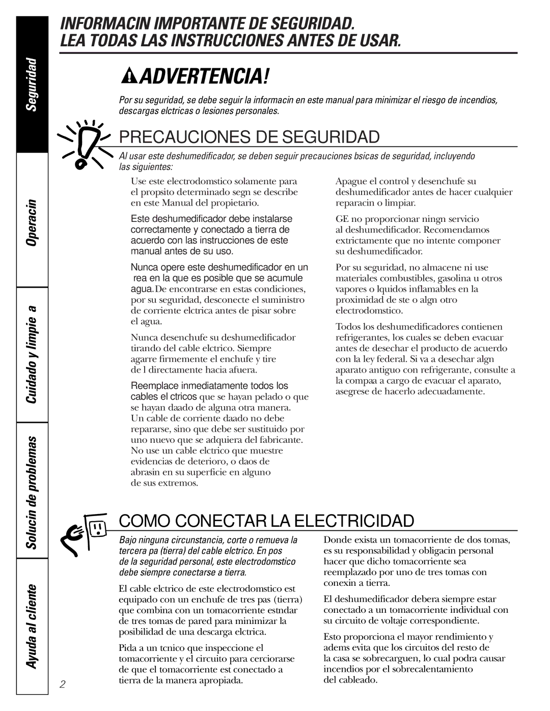 GE AHW30LJ, AHH40LJ owner manual Seguridad 