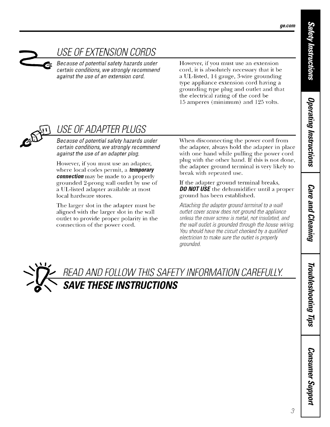 GE AHH40LJ, AHW30LJ warranty Savetheseinstructions 