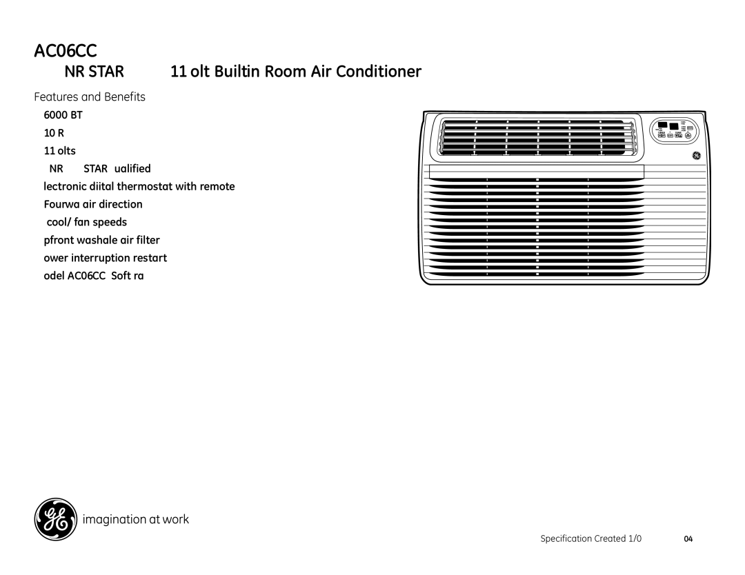 GE AJCQ06LCC dimensions Features and Benefits 