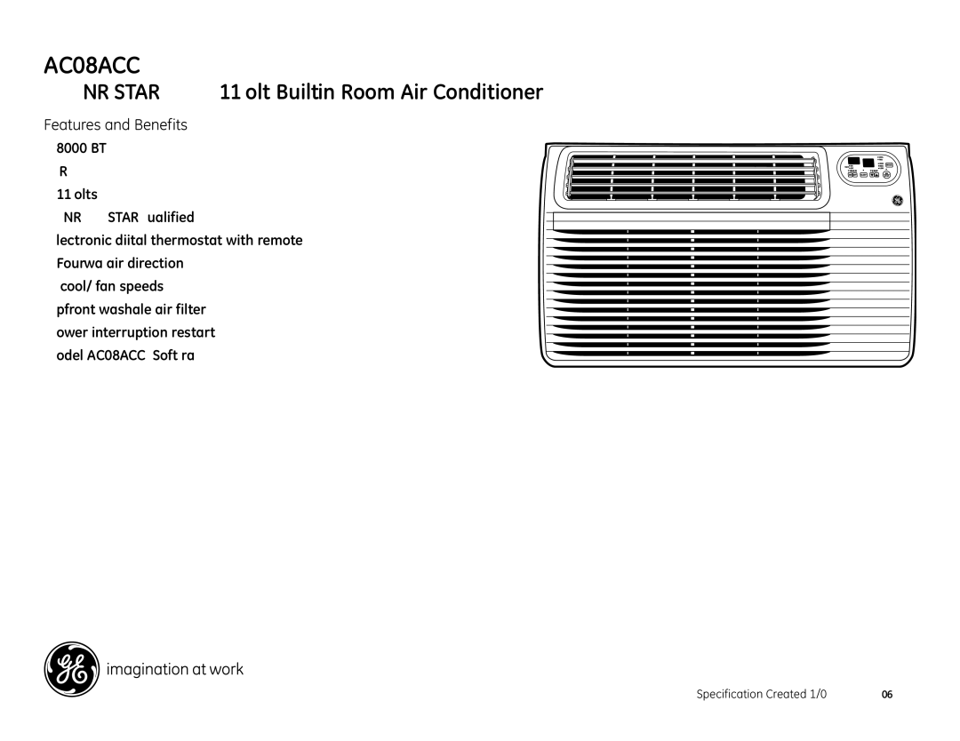 GE AJCQ08ACC dimensions Features and Benefits 