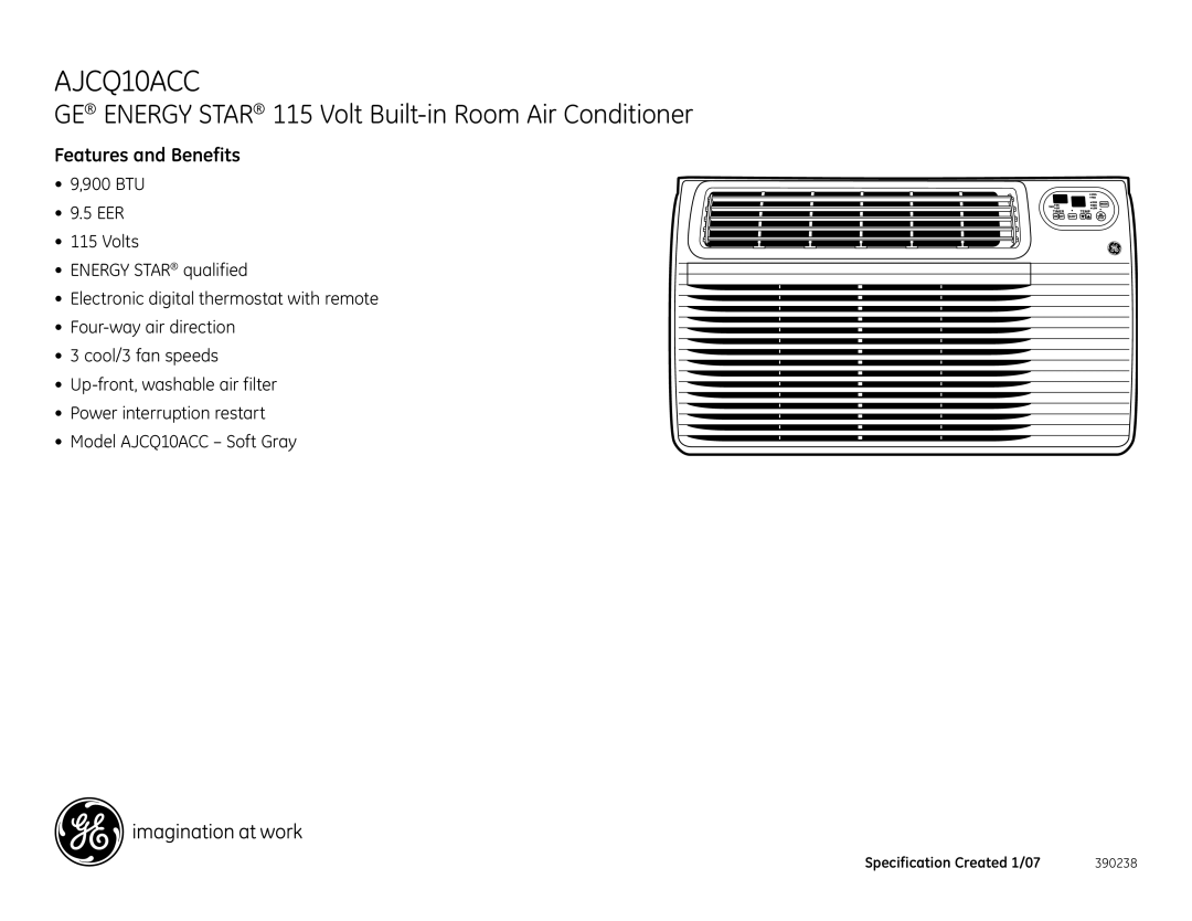 GE AJCQ10ACC dimensions Features and Benefits 