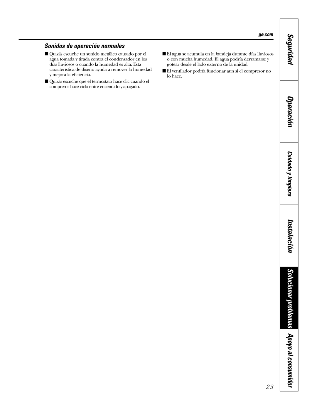 GE AJHS10DCC installation instructions Sonidos de operación normales, Ge.com 