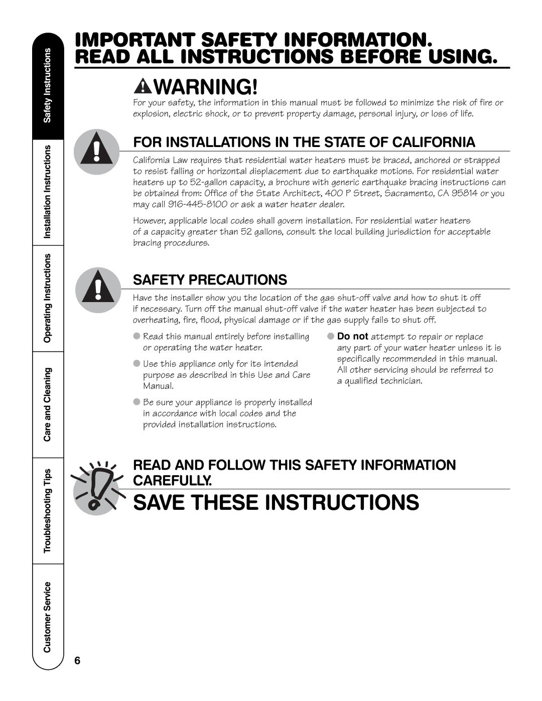 GE AP13787 installation instructions Care and Cleaning, Customer Service Troubleshooting Tips 