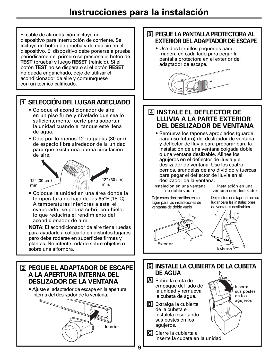 GE APE08 installation instructions Selección DEL Lugar Adecuado, LA Apertura Interna DEL, Deslizador DE LA Ventana 