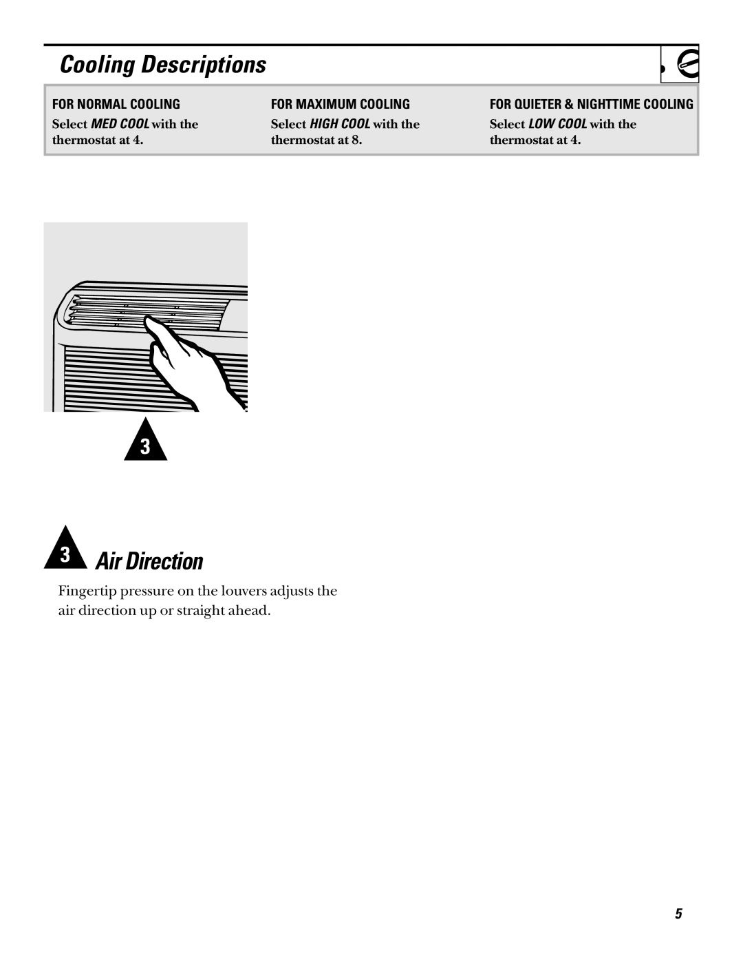 GE AQV06, AQV05 installation instructions Air Direction 