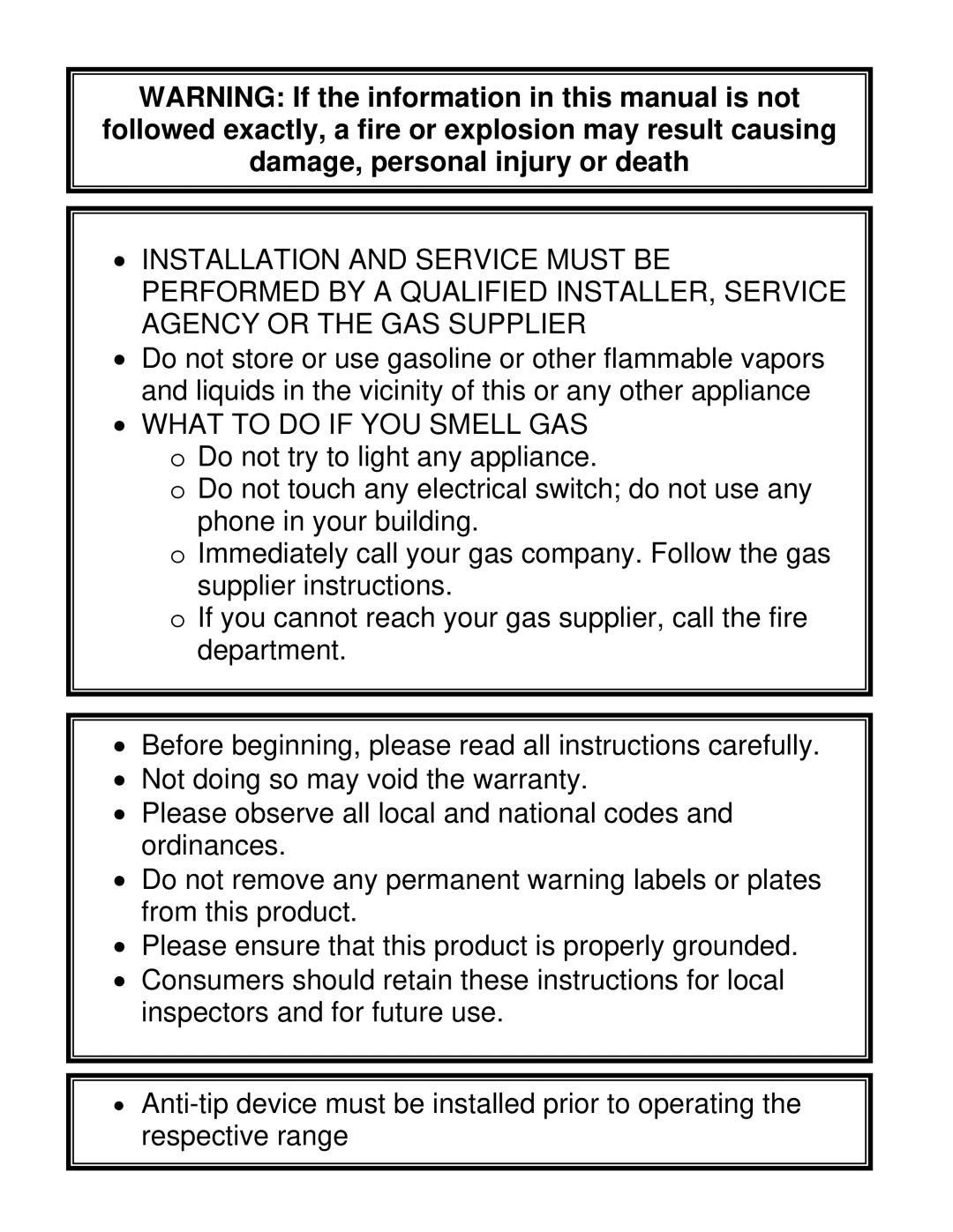 GE ARR-636, ARR-6062GD, ARR-486GD, ARR-484X2GR, ARR-486GR, ARR-GR, ARR-436GD, ARR-484GDGR, ARR-304 What to do if YOU Smell GAS 