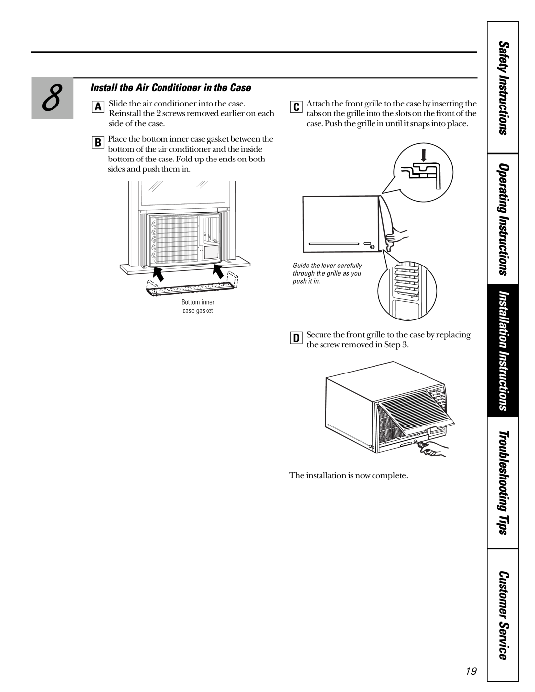 GE AS_05 Installation Instructions Troubleshooting Tips, Safety Instructions Operating Instructions, Customer Service 