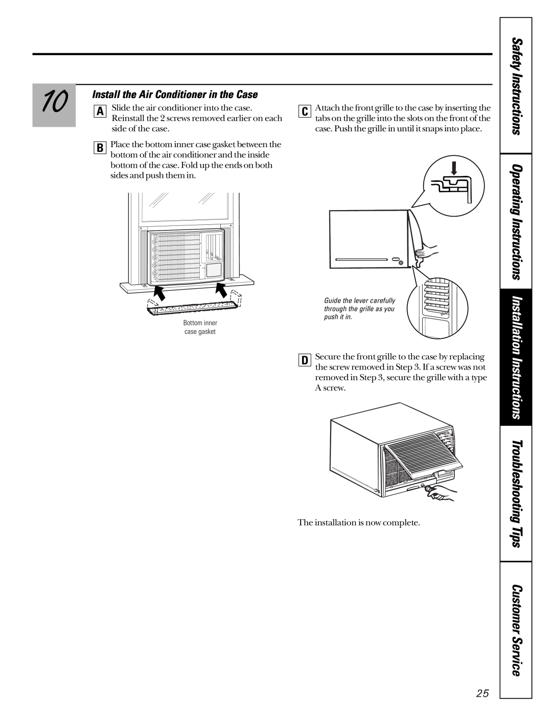 GE AS_06 Safety Instructions Operating Instructions, Customer Service, Installation Instructions Troubleshooting Tips 