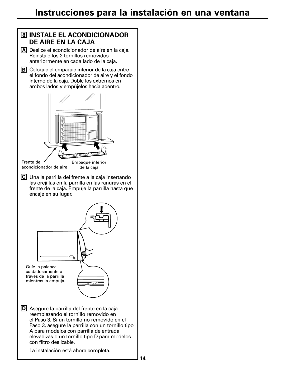 GE ASH12, ASH10 installation instructions Instale EL Acondicionador DE Aire EN LA Caja 