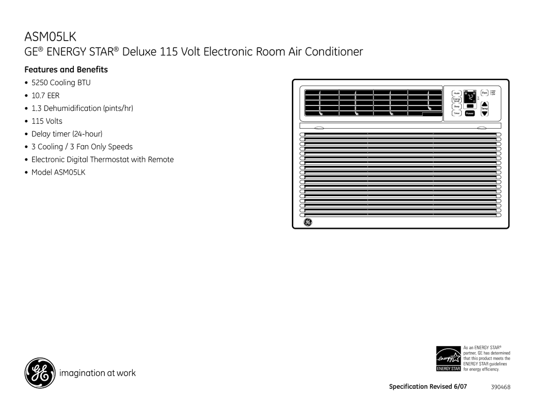 GE ASM05LK dimensions Features and Benefits 