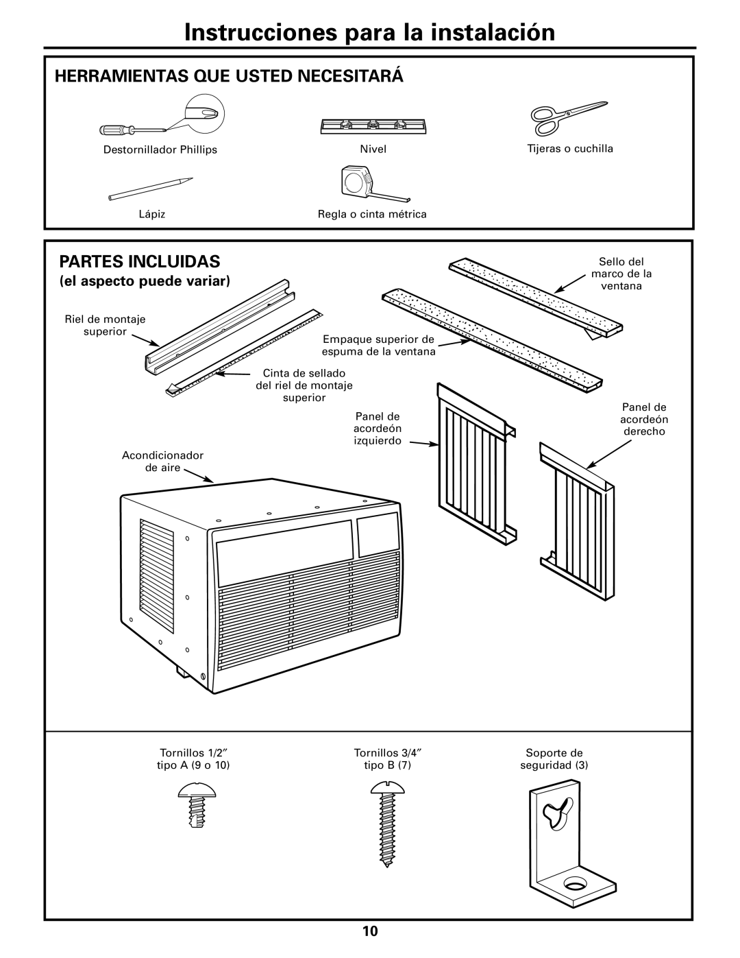 GE ASM06* installation instructions Herramientas QUE Usted Necesitará, Partes Incluidas 