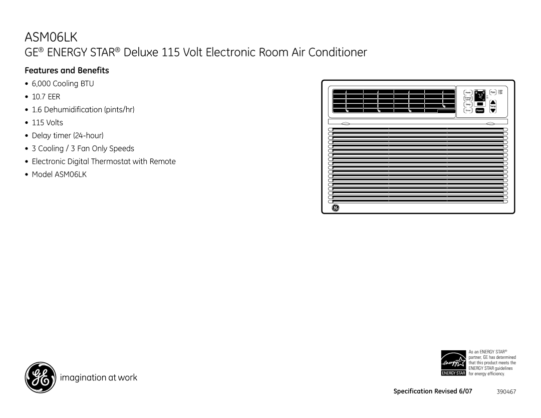 GE ASM06LK dimensions Features and Benefits 