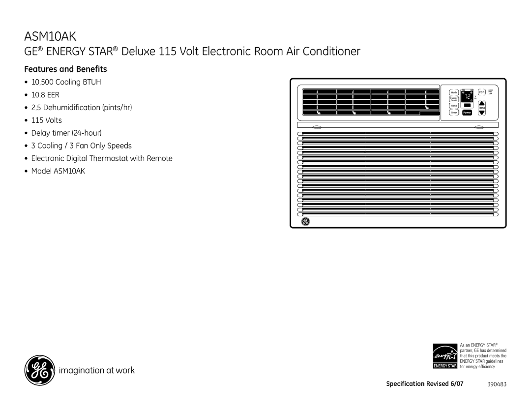 GE ASM10AK dimensions Features and Benefits 