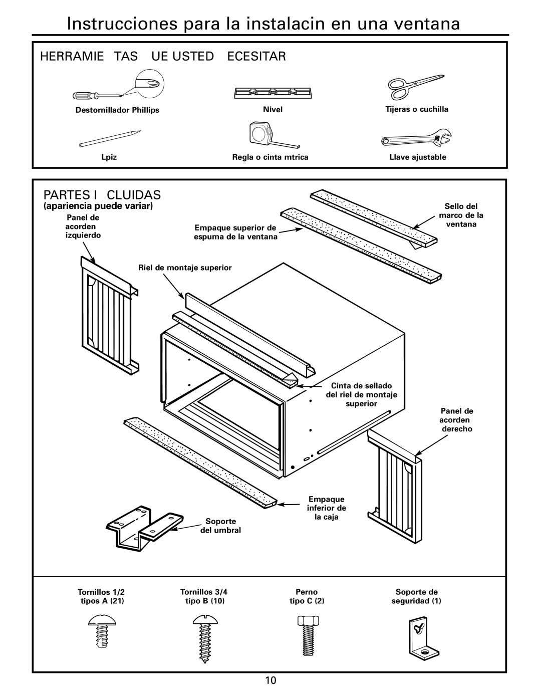 GE ASM14*, ASM24*, ASQ18 installation instructions Herramientas QUE Usted Necesitará, Partes Incluidas 