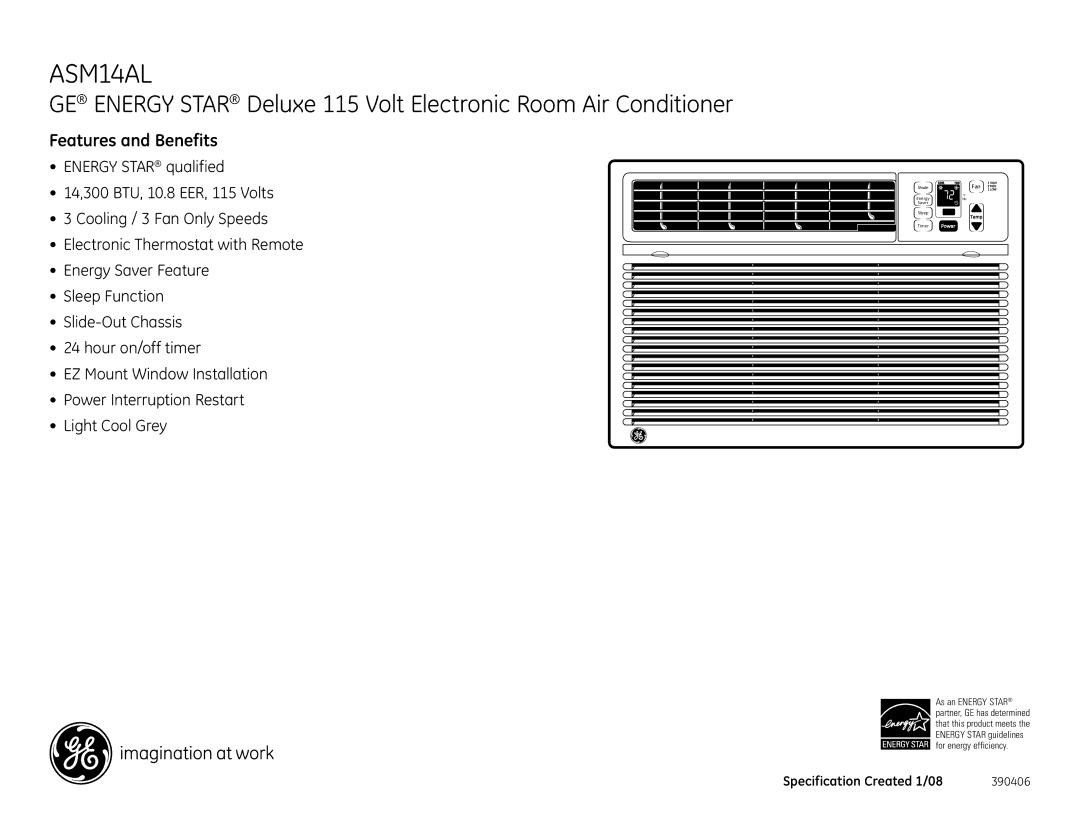 GE ASM14AL dimensions Features and Benefits 