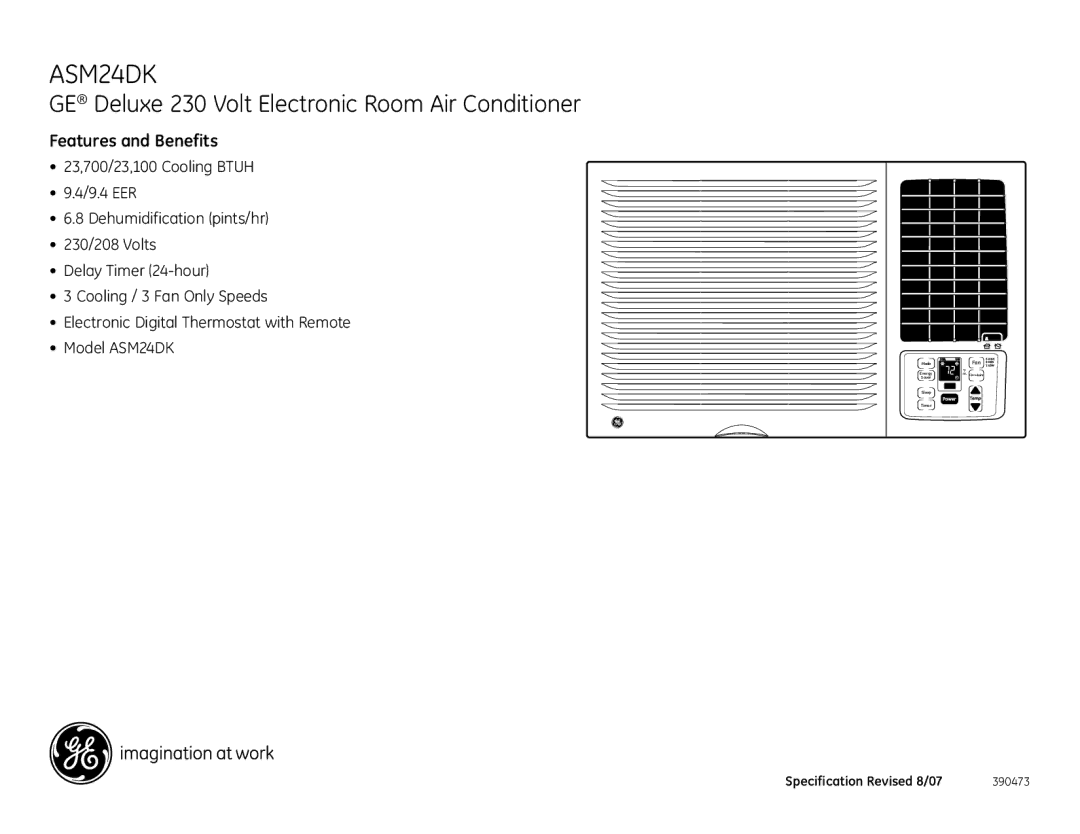 GE ASM24DK dimensions Features and Benefits 