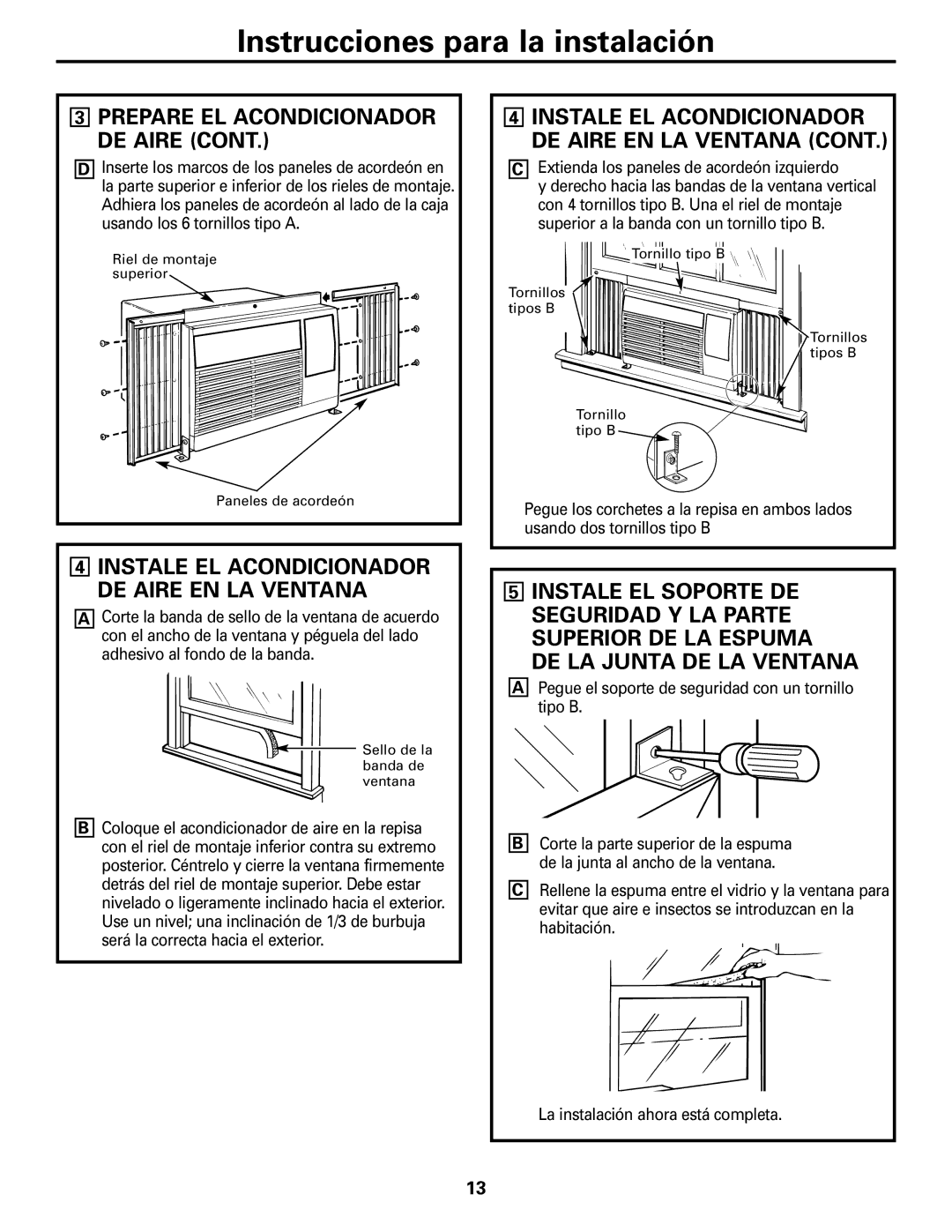 GE ASQ05, ASN06, ASL06, ASL05, ASF05, ASM05 Instale EL Acondicionador DE Aire EN LA Ventana, Prepare EL Acondicionador DE Aire 