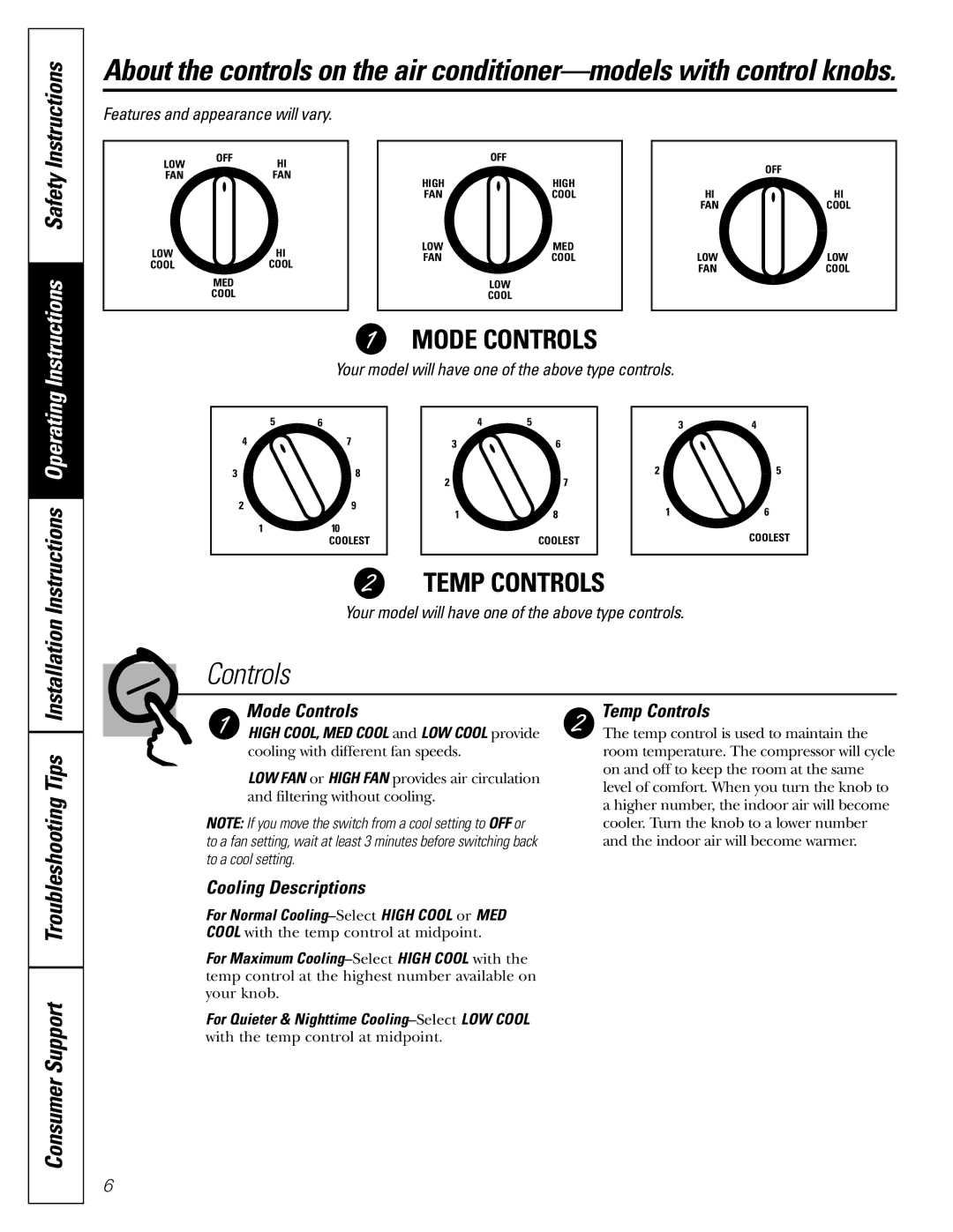 GE ASV05, ASN06, ASL06, ASL05, ASF05, ASM05, ASN05, ASQ05 operating instructions Instructions, Installation, Consumer Support 