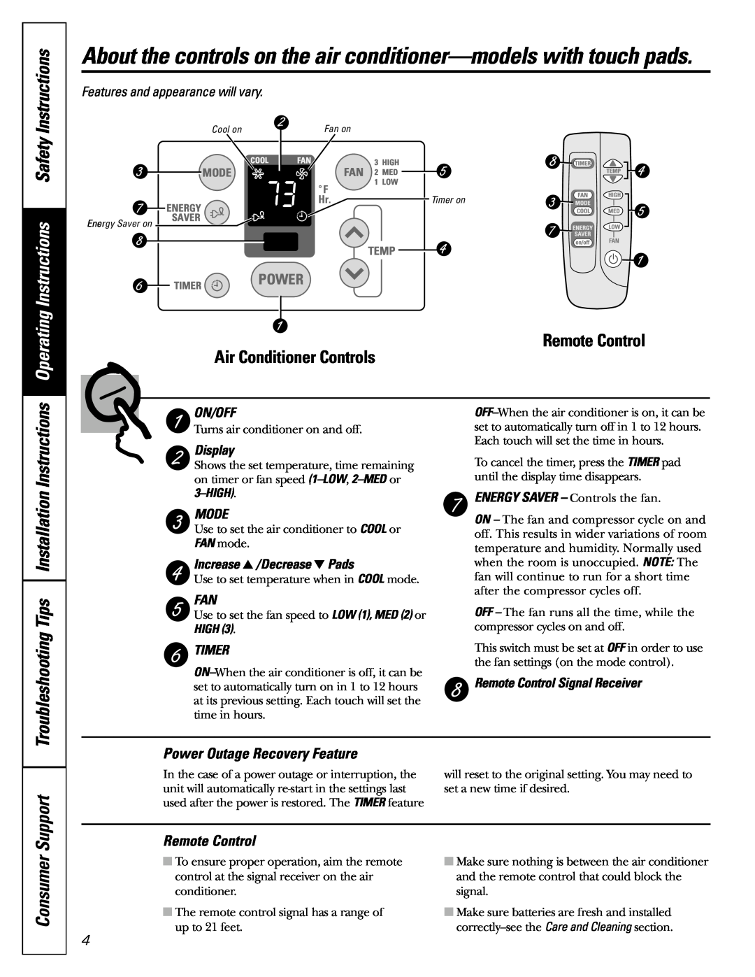 GE ASM05 Operating Instructions Safety Instructions, Support, Consumer, Troubleshooting Tips Installation Instructions 