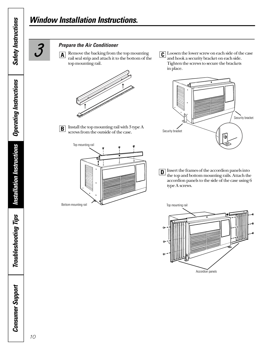 GE ASP05, AST06 installation instructions Installation Instructions Operating, Prepare the Air Conditioner 