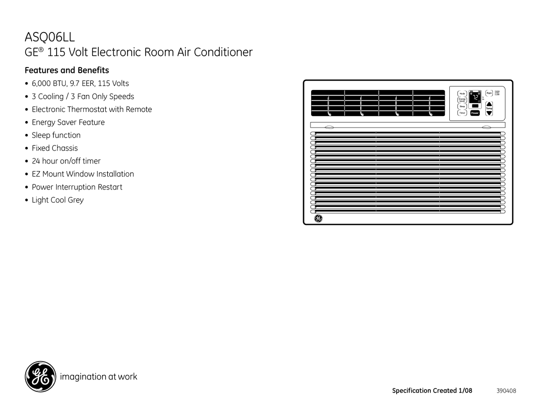 GE ASQ06LL dimensions Features and Benefits 