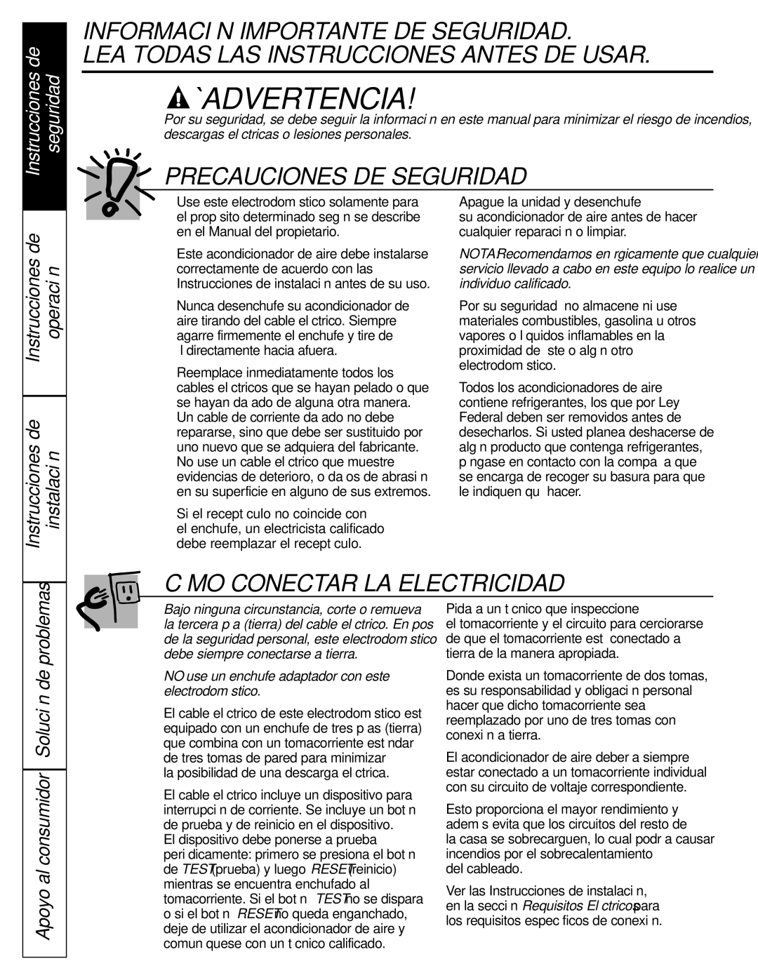 GE ASQ28 owner manual Instrucciones de Seguridad 