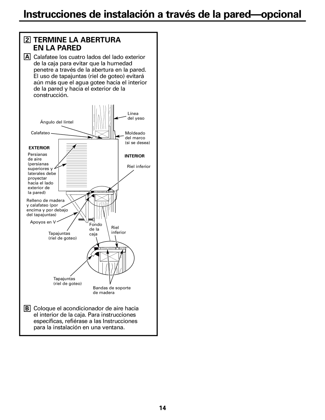 GE ASQ28 owner manual Termine LA Abertura EN LA Pared 