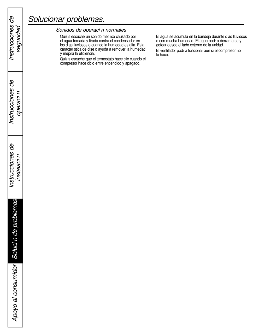 GE ASQ28 owner manual Sonidos de operación normales 