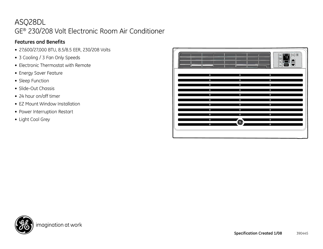 GE ASQ28DL dimensions Features and Benefits 