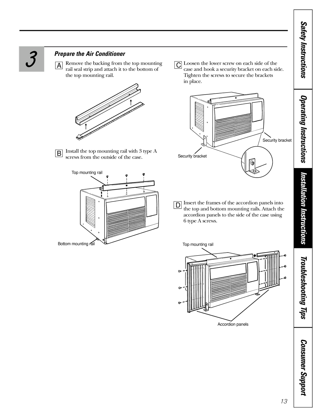 GE ASR05 installation instructions Safety Instructions Operating, Prepare the Air Conditioner 