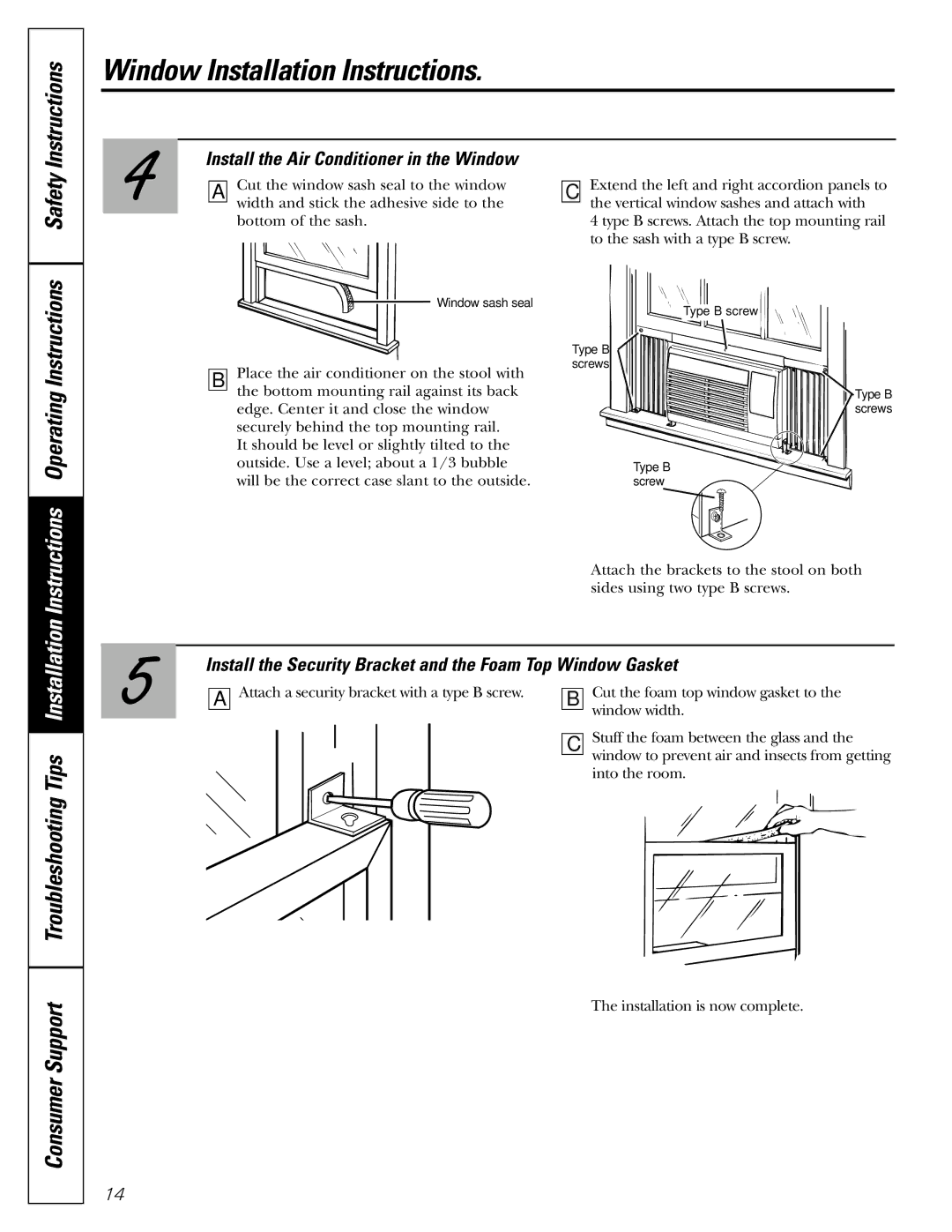 GE ASR05 Safety Instructions, Consumer Support Troubleshooting Tips Installation, Instructions Operating Instructions 