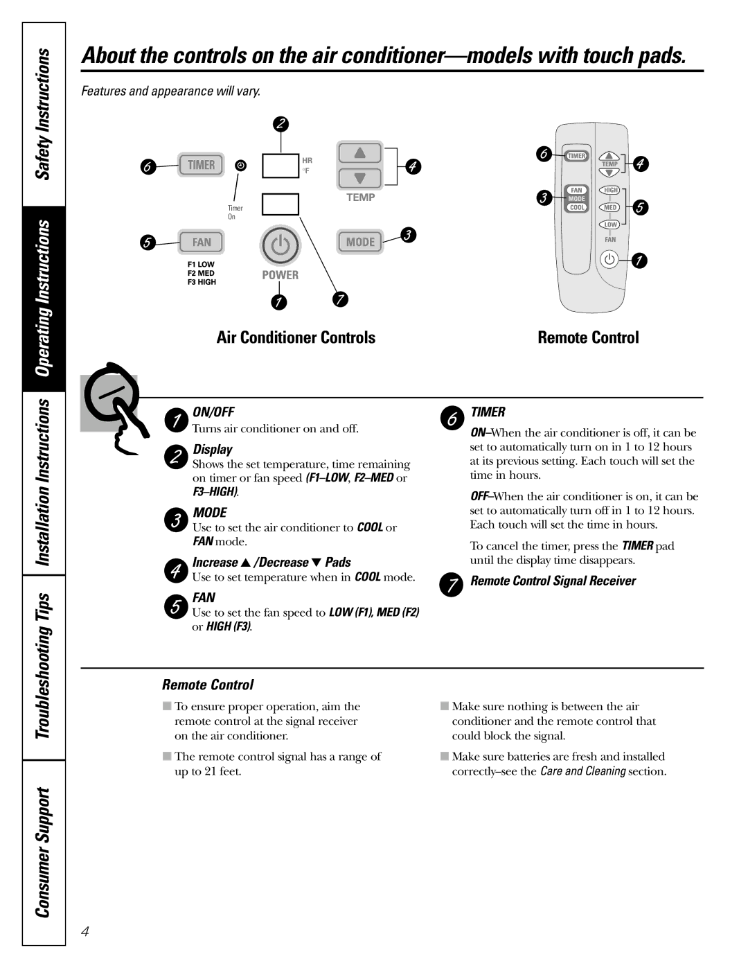 GE ASR05 installation instructions Tips Installation Instructions, Remote Control 